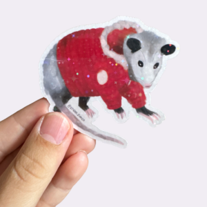 Puffer Opossum - Vinyl Holographic Sticker